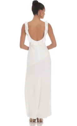 LUCY IN THE SKY Maxi Dresses^V-Neck Open Back Maxi Dress In White