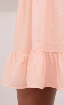 LUCY IN THE SKY Mini Dresses^V-Neck Ruffle Dress In Pastel Salmon
