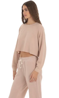 LUCY IN THE SKY Loungewear^Washed Cropped Jumper In Light Brown
