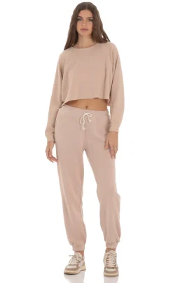 LUCY IN THE SKY Loungewear^Washed Cropped Jumper In Light Brown