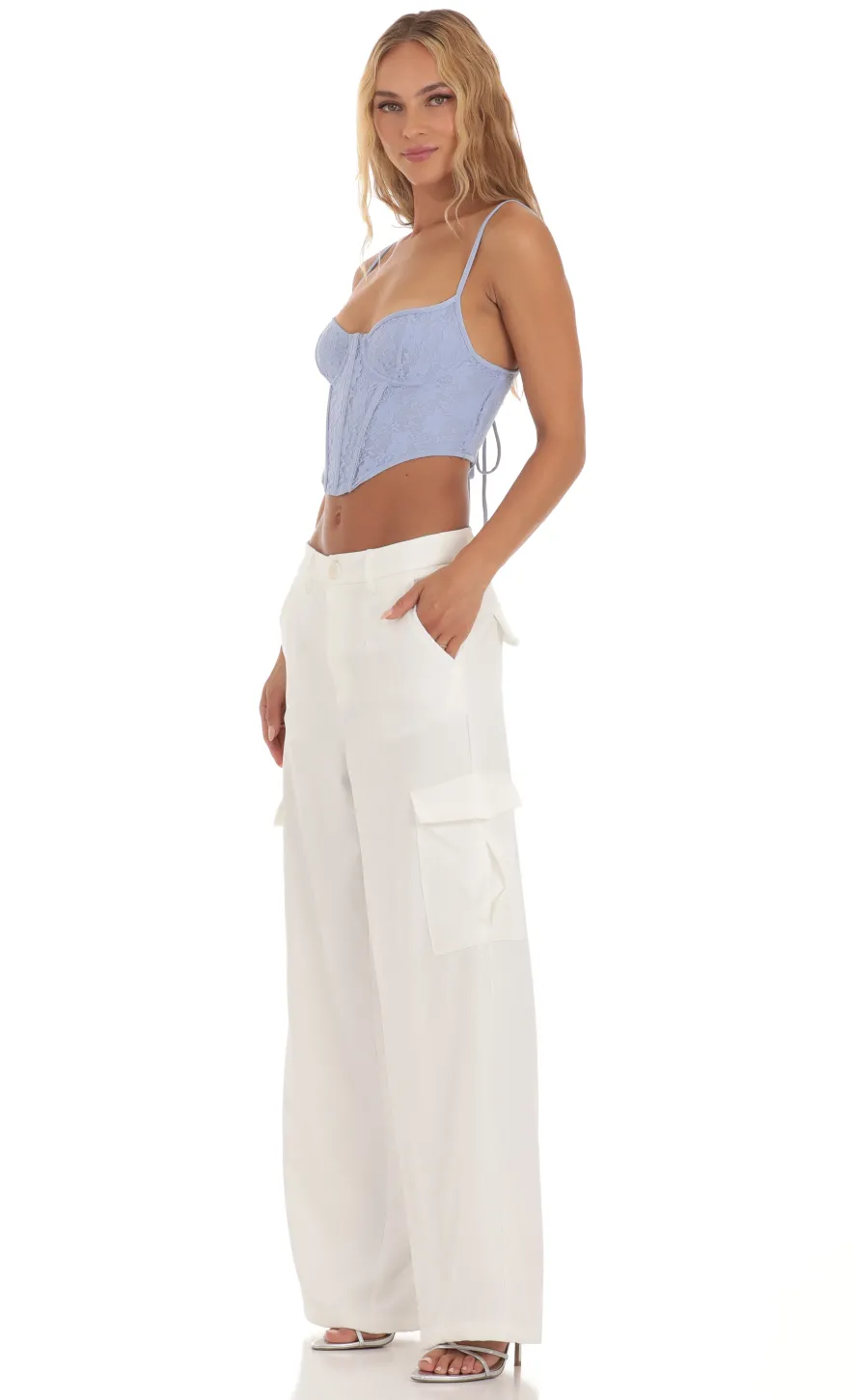 LUCY IN THE SKY Pants^Wide Leg Cargo Pants In White