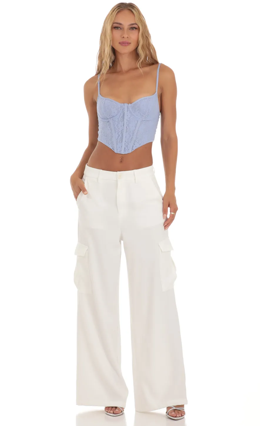 LUCY IN THE SKY Pants^Wide Leg Cargo Pants In White