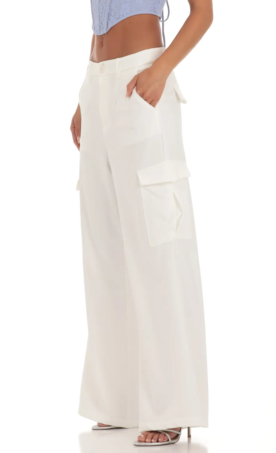 LUCY IN THE SKY Pants^Wide Leg Cargo Pants In White