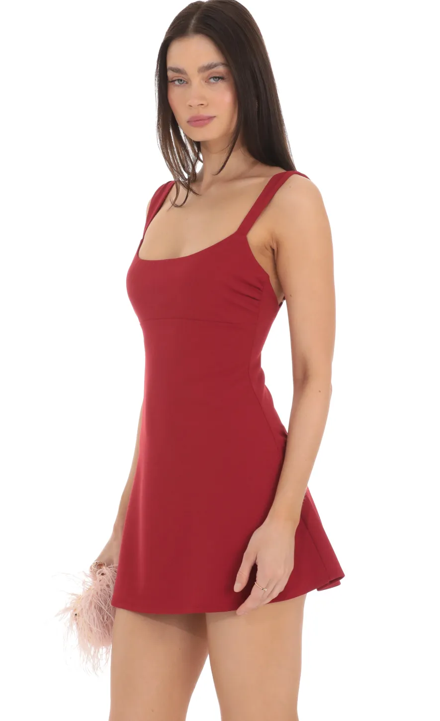 LUCY IN THE SKY Mini Dresses^Wide Strap Flare Dress In Red