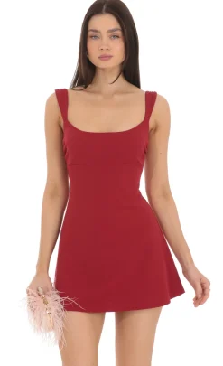 LUCY IN THE SKY Mini Dresses^Wide Strap Flare Dress In Red