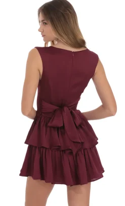 LUCY IN THE SKY Mini Dresses^Wide Strap Ruffle Dress In Burgundy