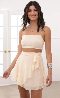 LUCY IN THE SKY Two-Piece Sets^Wrap Set In Ivory Polka Dot Chiffon