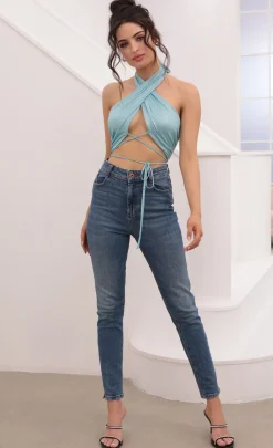 LUCY IN THE SKY Tops^Wrap Top In Aqua
