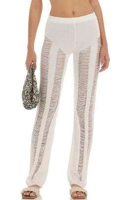 LUCY IN THE SKY Pants^Yoly Crochet Pants In White