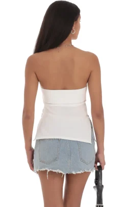 LUCY IN THE SKY Tops^Zipper Slit Top In White